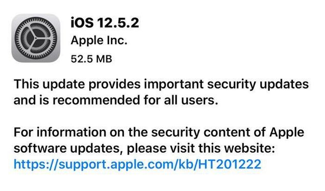 墨江苹果手机维修分享iOS12.5.2发布，建议所有老苹果用户安装 